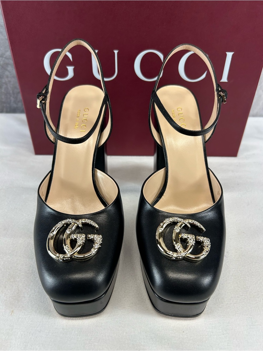 Gucci Double G leather platform pumps